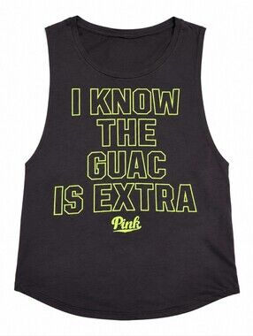 PINK Victoria's Secret Black Tank Top with Neon Green Text Sz LG
